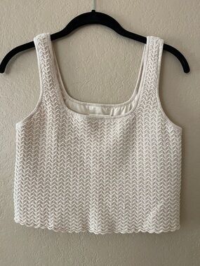 Marled Cream Crochet Crop Tank